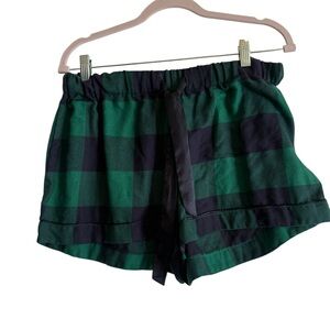 NEW Green and Black Plaid Women Pajama Shorts